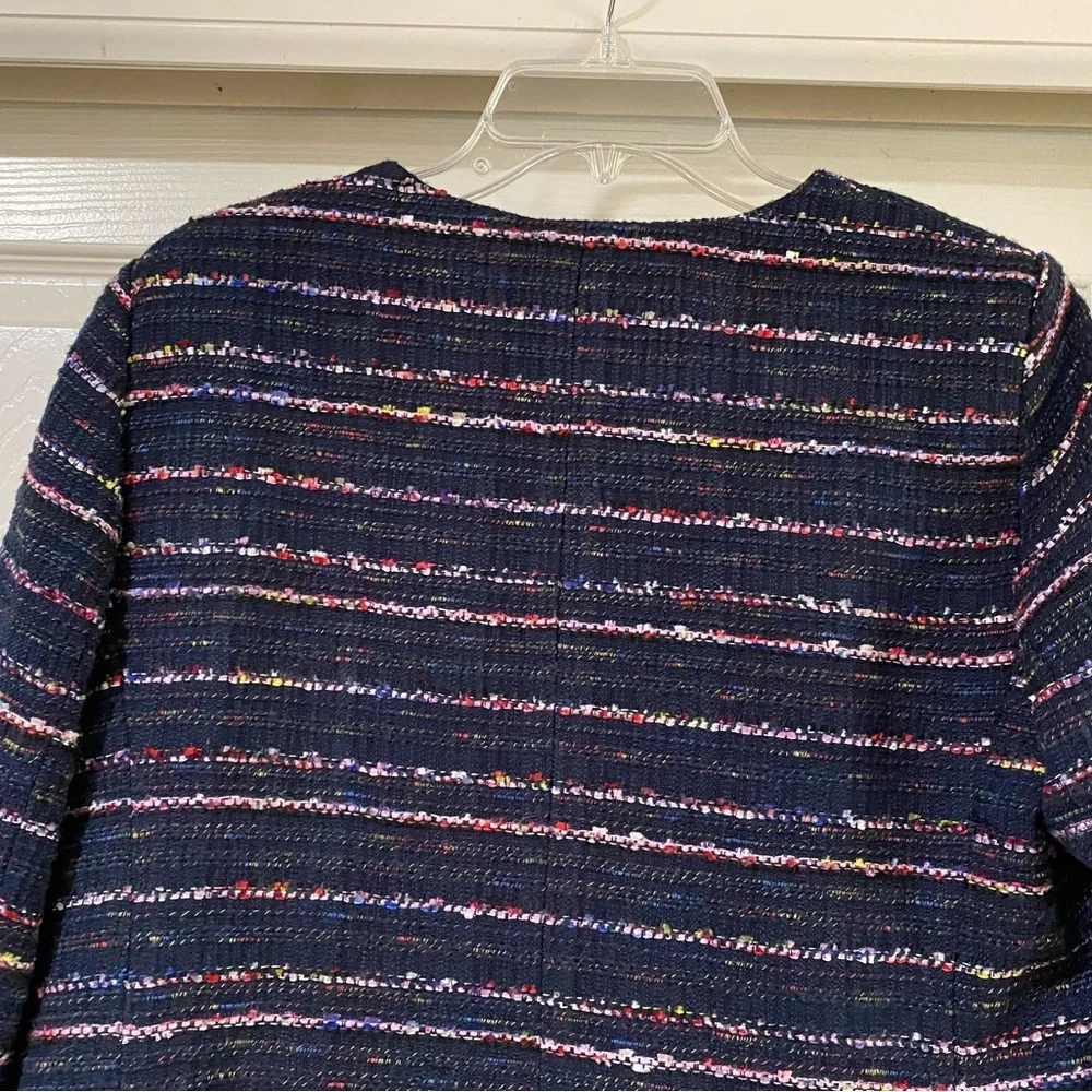 Talbots Factory Navy Rainbow‎ Confetti Tweed Jacket Size 12